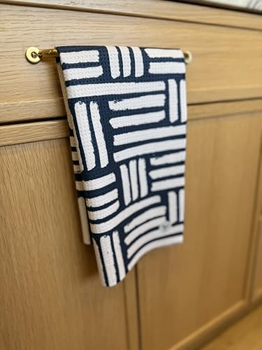 Kitchen Towels, Dish Towels for Kitchen, 3 Pc Kitchen Towel Set | Microfiber Waffle Towels, 16 x 26 inches, with Hanging Loops, Reusable Tea Towels, Cute Kitchen Towels - 3 Pack - color: Navy/Tan