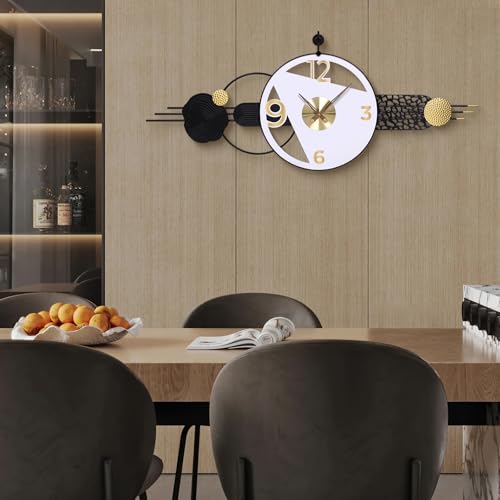 51x21 Inch Modern Abstract Silent Wall Clock Battery Powered | Quartz Movement, Bold Analog Dial, for Bedroom, Hallway, Home Office, Entryway, and Housewarming Gifts - color: O - 51x21 in