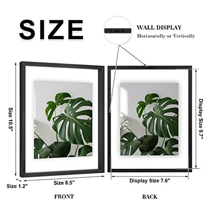 Egofine 8x10 Floating Frames Set of 2, Double Plexiglass Picture Frame, Made of Solid Wood Display Any Size Photo up to 8x10, Wall Mount or Tabletop Standing, Faded Black - color: Faded Black, size: 8x10