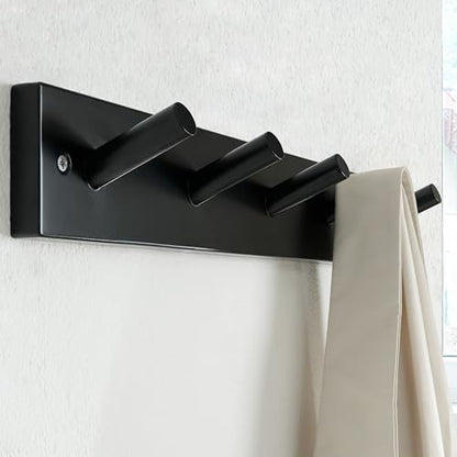 SKOLOO Coat Rack Wall Mount 17 inch, 5 Hooks, Bamboo, Shaker Style, Black | Wooden hooks for wall, painted finish, 100-lb cap, entry/bath/bed, hanging backpack coat towel hat, 16" stud spacing - color: Black, size: 17 inch