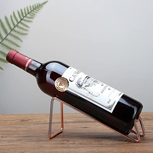 Countertop Wine Rack and Coffee Syrup Rack- Freestanding Black Metal Wine Bottle Holder - Tabletop Wine Holder Stand for Cabinet, Pantry - color: Rose Gold, size: 1