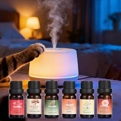 Pet Friendly Aromatherapy Essential Oils Collection,Safe for Dogs and Cats,Natural Relaxation and Stress Relief,Suitable for Aromatherapy Diffuser Bottles,Incense Sticks, and Candles Making (6, small) - size: 0.34 Fl Oz (Pack of 6)