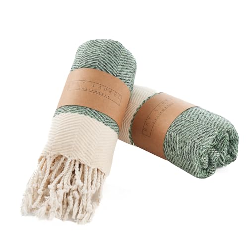 BAY LAUREL Turkish Hand Towel – Pack of 2 | Soft & Absorbent Decorative Towels for Bathroom, Hand, Face, Hair, Gym, Yoga, SPA, Kitchen & Tea | Boho Decor(Army Green, Herringbone 15x26 Inches(Set of 2) - color: Army Green, size: Herringbone 15x26 Inches (S