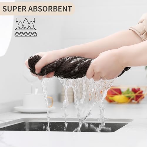 Homaxy 100% Cotton Waffle Weave Kitchen Dish Cloths 10-Pack, Dark Brown | 12 x 12 Inches, Ultra Soft Absorbent Dish Towels, Quick Drying Dish Rags with Hanging Loop - color: Dark Brown, size: 12 x 12 - 10 Pack