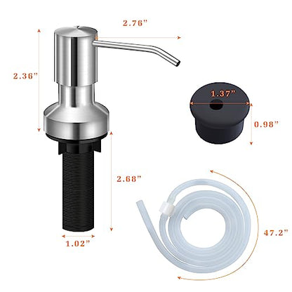Sink Soap Dispenser for Kitchen Sink, Countertop Built in Sink Soap Dispenser with 47”Extension Tube kit, No Need to Fill The Little Bottle Again (Brushed Nickel) - color: Brushed Nickel