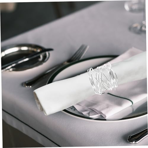STOBAZA Silver Metal Napkin Rings Set of 6 1.77 in Round Napkin Buckles for Wedding Dinner Parties Banquet Table Settings and Family Gatherings