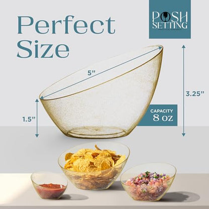 5 Pack Gold Angled Plastic Serving Bowl Disposable for Party Table 8oz | Angled Bowl Design Chip, Candy, Salad & Fruit Use Disposable Party Tableware Buffet & Wedding Serving Gold Plastic - color: Gold Glitter, size: Small 8 OZ