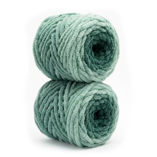 Beginner Chunky Yarn for Hand Knitting Ombre Blankets, Plush Chenille Fade | Long-fade ombre chenille chunky yarn - #7 Jumbo - 42oz/1200g - 81 Yards - Forest Green - color: Forest Green (0.8" Thick)