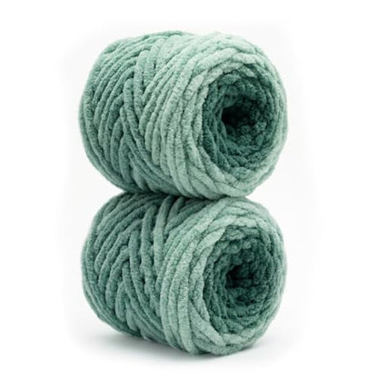 Beginner Chunky Yarn for Hand Knitting Ombre Blankets, Plush Chenille Fade | Long-fade ombre chenille chunky yarn - #7 Jumbo - 42oz/1200g - 81 Yards - Forest Green - color: Forest Green (0.8" Thick)