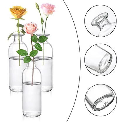 Peohud Set of 12 Glass Bud Vases, Clear Small Flower Vases, Decorative Glass Bottles Floral Vases for Home Decor, Wedding Reception, Party