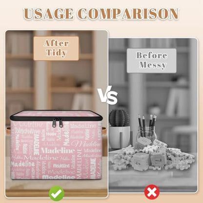 Custom Storage Basket with Name, Personalized Keepsake Box,Pink | Foldable Fabric Gradient Large Memory Bin with Handle Lid Lightweight Waterproof Dustproof, 14"L x 10.2"W x 10.4"H - color: Option 20