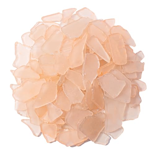 Keedolla Tumbled Sea Glass for Crafts - 15 OZ Flat Frosted Seaglass Pieces for DIY Art Crafts, Vase Filler, Beach Weddings, Aquarium and Home Decor - Peach‌ - color: Peach, size: 15 OZ / 0.93 LB