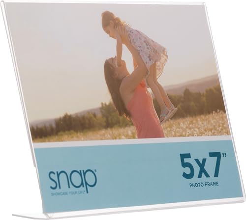 Snap 7x5 Clear Picture Frame 12 Pack: Frameless L-Shape Desktop Stand, Photo Frame and Sign Holder, Clear Acrylic Style Tabletop Display, 7 x 5 - size: 7" x 5"