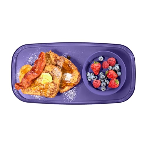 madesmart dipware Small Serving Plate, Stackable & Removable Dip Bowl for Salsa, Queso, Salad, Olives, Dishwasher & Microwave Safe, Multipurpose Plate & Bowl, Plum - color: Translucent Plum, size: Small