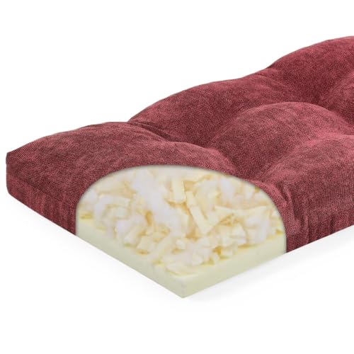 baibu 42 Inch Memory Foam Bench Cushion, Dual-Layer Patent Design Non-Slip Indoor Bench Cushion with Ties, 42x15x3Inch, Red - color: Red, size: 42x15x3 Inch (Pack of 1)
