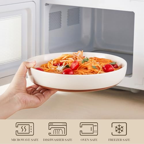 MALACASA 48 Oz Pasta Bowls Set of 4, Stoneware Dinner Bowls, Multicolor | Microwave and Dishwasher Safe, Chip-Resistant, For Pasta, Salad, Soup, Fruit, 9 Inch Wide, Stackable, Speckled Design - color: Multicolor