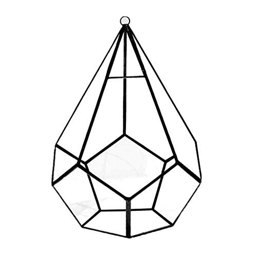Five-Sided Rhombus Glass Rack Geometric Succulents Terrarium Suitable for Desktop Decoration Large Clear Moss Planter Jewellery Boxes Beads Storage Display Case Organizer Desk Jewelry Box Gothic Bowl - color: Black