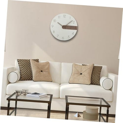 Ipetboom Silent Wood Wall Clock Decorative Hanging Clock Without Battery Modern Home Decor for Living Bedroom Office Unique Minimalist Design
