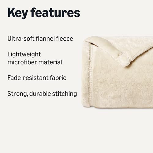 Amazon Basics Soft Fleece Throw Blanket, Cozy Warm Blanket for Couch & Sofa, 50 x 60 Inches, Beige - color: Beige, size: 50 x 60 inches