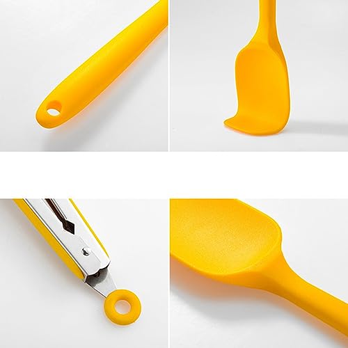 11pcs/set Yellow Silicone Spatulas Set, Rubber Nonstick Baking Utensils Set Kitchen Gadgets Tools Set, Seamless One Pieces Design for Cooking, Baking and Mixing. - color: Yellow Baking Utensils Set