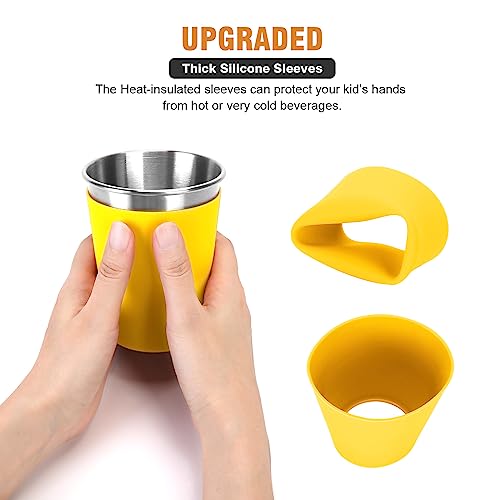 Yummy Sam 12oz Kids Stainless Steel Cups with Silicone Straws & Lids, Spill Proof Metal Tumblers for Adults, Unbreakable Toddle Cups with Full Wrapped Anti-Scald Sleeves for Hot and Cold Drinks.6Pack - color: 12oz with Silicone Straws, 6PCS