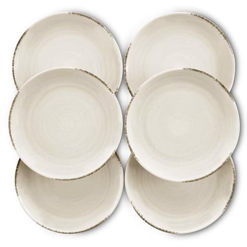Mora Ceramic Helix Swirl Salad Plates Set of 6, 8in Spiral Porcelain Dish for Kitchen, Small Dinner, Lunch, Appetizer, Dessert, etc - Dishwasher, Microwave, Freezer, Oven Safe Dishware - Snowy White - color: Snowy White, size: 8 In