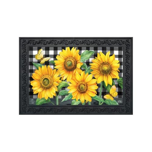 Briarwood Lane Doormat 30x18 Indoor Outdoor Checkered Sunflowers Summer for Summer Doormat - color: Sunflowers Check
