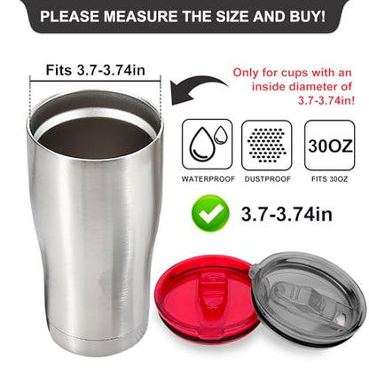 2 Replacement Lids for Stainless Steel Tumbler Travel Cup, Leak and Spill resistant Lid-Only Replace The lid With A Top Diameter Of 3.91 inches (Bottom Diameter Of 3.74 inches) - color: 30OZ Seal (Red + Black)