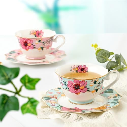 Coffee Cup Set Ceramic Coffee Cup and Saucer Flower Tea Cup Afternoon Tea Set Creative Gift Box Gift