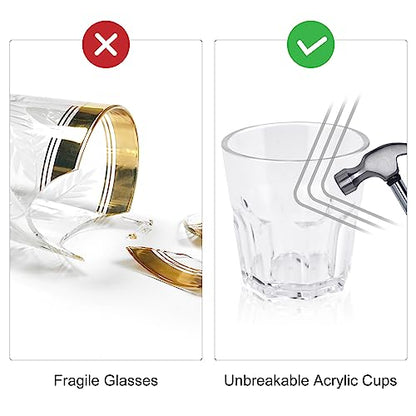 Plastic Drinking Glasses Set of 12, Unbreakable Water Tumbler, Acrylic Plastic Cups, Reusable Kids Drinking Cups for Children Kitchen Cocktail Picnic Party Juice Whiskey Wine (12pc-clear-160ml/5.4oz) - color: 12pc-clear-160ml/5.4oz