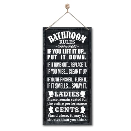 Rustic Bathroom Decor, Western Bathroom Decor, Funny Bathroom Signs Wall Decor, Bathroom Decor, Farmhouse Bathroom Decor, Country Bathroom Decor, Bathroom Signs, Bathroom Rules Wall Décor A1 - color: black