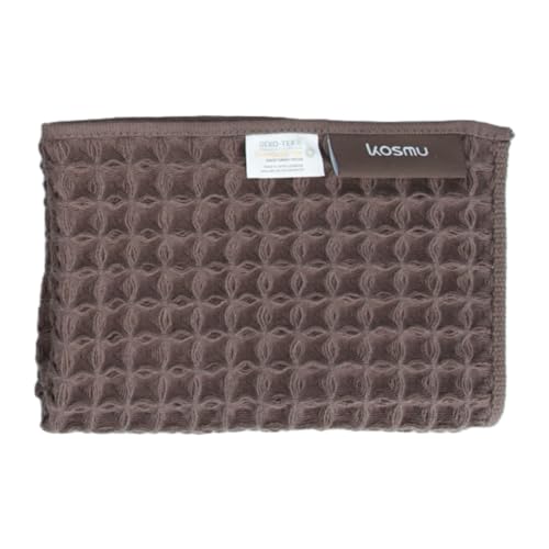 Luxury Organic Japanese Cotton Waffle Bath Towel | Thick, Absorbent, Quick Dry Bathroom Towels for Shower, Sauna, Onsen| Hotel & Spa Quality, Gift-Ready (Dark Cocoa, Face Towel, 16" x 16") - color: Dark Cocoa, style: Face Towel
