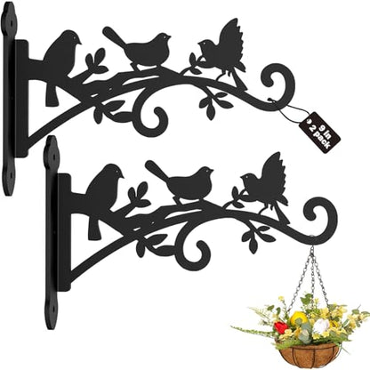 2Pcs-9in Hanging Plant Hanger Outdoor Heavy Duty Plant Bracket Wall Hooks | Metal Plant Bracket Hook for Outdoor or Indoor Hanging Flower Baskets Lantern Laser Cutting Technology. One-Piece Molding - size: 9 Inch, style: Bird Shaped-2pack