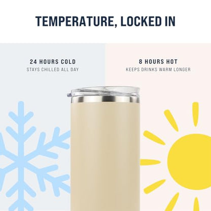 Hogg 20 oz Skinny - Beige, Powder Coated Tumblers for Laser Engraving, Engravable Tumblers Bulk, Stainless Steel Cups Bulk, Insulated Cups with Lids - color: Beige
