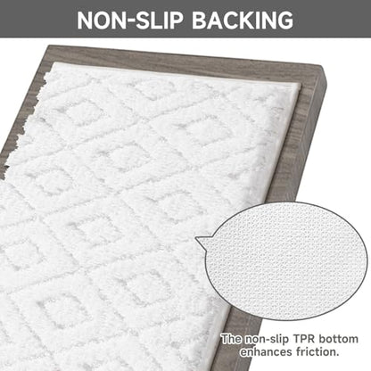 Bsmathom 3 Piece Bathroom Rug Sets, Non Slip Microfiber Bath Mat, White | Plush Water Absorbent Bath Rug Sets with U-Shaped Contour Toilet Mat, Machine Washable Carpet for Bathroom Sink, Shower - color: White