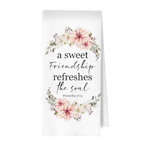 Christian Gifts Kitchen Towels - Christian Decorative Waffle Dish Towels, Floral Patterns Hand Towel, Bible Verse Gifts Tea Towel, 16x24 Inchs - color: Christian- 06