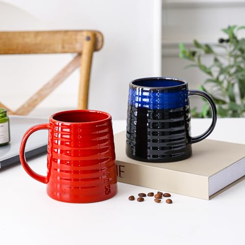 Mkour 23oz Extra Large Ceramic Coffee Mugs, Handmade Cup, Big Tea Cups with Large Handle for Office and Home, Microwave and Dishwasher Safe (Sky Blue) - color: Sky Blue