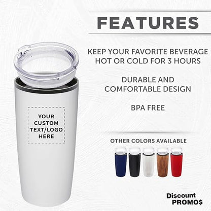 Custom Plastic Tumblers 20 oz Set of 6/12/24 Personalized Bulk Pack with Lids, Ice Coffee Tumbler, To Go Cup Insulated - White - color: - Custom – White