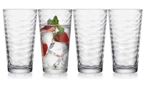 Glaver's Drinking Glasses Set of 4 Highball Glass Cups, 17 Oz. Basic Cooler Glassware, ideal for Water, Juice, Cocktails, Iced Tea and more. Dishwasher Safe. - size: 17 Ounces (4 Count)