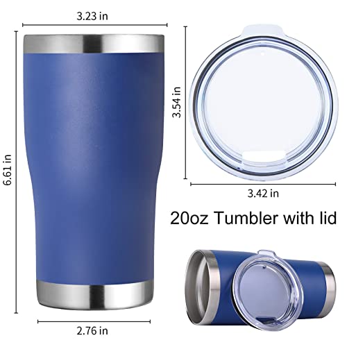 DOMICARE 20oz Tumbler with Lid Stainless Steel Tumblers Bulk, Double Wall Vacuum Insulated Coffee Travel Mug Powder Coated Tumbler, 1 Count (Pack of 1) Dark Blue - color: Dark Blue, size: 1 count