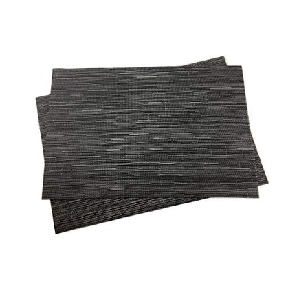 Exquisite Woven Vinyl Placemats for Dining Table Heat Resistant PVC Table Mats (Pack of 6, Black) - color: Pin Stripes-black