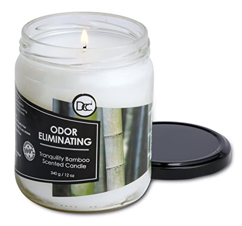 Bamboo Odor Eliminating Highly Fragranced Candle - Eliminates 95% of Pet, Smoke, Food, and Other Smells Quickly - Up to 80 Hour Burn time - 12 Ounce Premium Soy Blend - color: Bamboo
