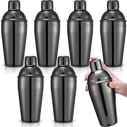 Nitial 6 Pcs Bar Cocktail Shaker Professional Stainless Steel Martini Drink Mixer with Built-in Strainer for Bartending No Leaks Boston Shaker for Bar Party Drink Mixing Tool(18.6 oz,Black) - color: Black, size: 18.6 oz