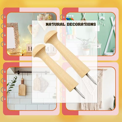 36 Pcs Wooden Shaker Peg Unfinished Wood Shaker Racks DIY Wood Wall Hooks with Screws for Hanging Clothes Hats, 3.62 Inches