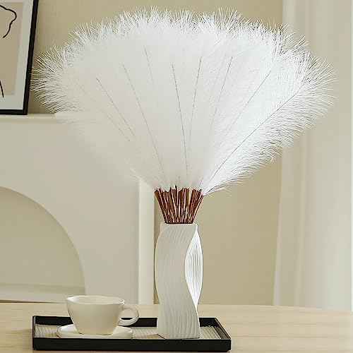 Wertuirk 60pcs White Pampas Grass - 24 Inch Faux Pampas Grass Decor | Artificial Tall Pompas Grass for Wedding Flower Arrangement, Party Decorations, Christmas and Home Decor (White) - color: Aa White, size: 60 Pieces