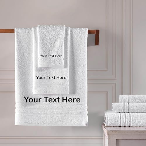 Hawmam Linen Personalized Towels - Customized Turkish Cotton Towel Set, Monogrammed Towels with Initials, Name & Embroidery, Idea for Weddings, Bridal Showers, Anniversaries, for Couples, White - color: White