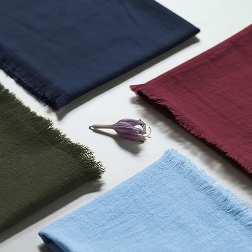 Handmade Cloth Napkins 100% Cotton Napkins with Fringe，Delicate Handmade Cloth Napkins for Dinners, Parties, Weddings and More，18 x 18 Inch Set of 4 - Olive Green - color: Olive Green
