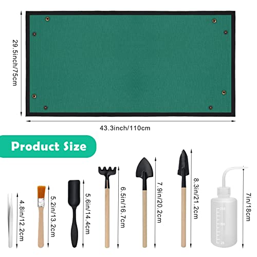 Plant Repotting Mat 43.3" x 29.5", Garden Potting Mat for Indoor | Waterproof Transplanting Mat, with 7P Succulent Plant Tools Kit