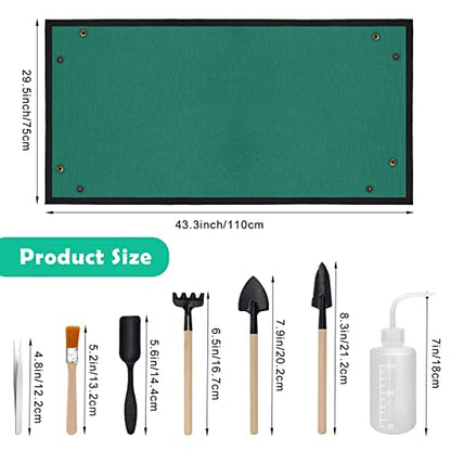 Plant Repotting Mat 43.3" x 29.5", Garden Potting Mat for Indoor | Waterproof Transplanting Mat, with 7P Succulent Plant Tools Kit