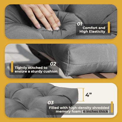 All Weather Wicker Chair Cushions of 3 Pieces, Waterproof Outdoor Wicker Chair Cushion for Patio Furniture Loveseat Settee Bench, 1 Loveseat and 2 U-Shaped Thickened Cushions, Grey - color: Grey Cushion